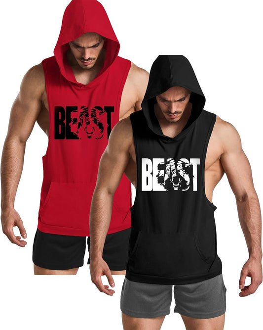 "Ultimate Muscle-Building Tank Tops for Men - 2 Pack - Sleek Black & Red - Perfect for Gym and Fitness Enthusiasts - Size S"